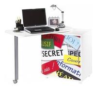 Bureau Informatique Blanc et Table Pivotante - Top Secret 300 - L 105 x l 55 x H 74.7 cm Blanc G