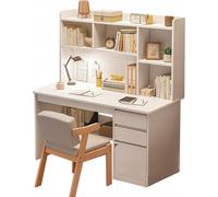 Bureau informatique, bureau avec étagères, bureau blanc pour adolescents