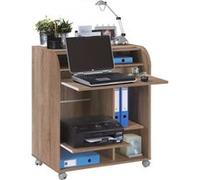 Bureau Informatique Chêne 1 Rideau - Blanc - L 79.2 x l 53.2 x H 93.8 cm marron G