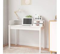 Bureau Informatique - CLOUD - Blanc 110x50x93 cm - Bois massif de pin LL177793