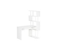HOMCOM Bureau d'angle bureau informatique en forme de L avec étagères à 4 niveaux en bois 120 x 80 x 176 cm blanc Aosom France