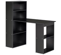 Bureau informatique - HOMCOM - avec rangement 6 compartiments ouverts table ordinateur - bois - 120x55x120cm - noir