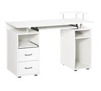 Bureau informatique - HOMCOM - avec rangement support imprimant et clavier - avec étagères et tiroir - 120 x 55 x 85 cm - blanc