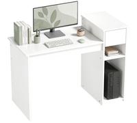 HOMCOM Bureau Informatique avec tiroir et étagère, Bureau d'ordinateur avec Support d'unité Centrale, 108 x 50 x 82 cm, Style Moderne, Table d'étude pour Chambre, Studio, Blanc