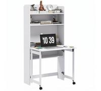 Bureau informatique HOMCOM MDF 80x69x155cm Blanc