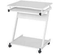 Bureau informatique - HOMCOM - roulant mobile tablette coulissante clavier étagère - bois - blanc