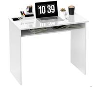 Bureau informatique - HOMCOM - sobre épuré compact avec 1 étagère - panneaux de particules - dim. 90l x 50P x 74H cm - blanc laqué