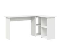 Bureau informatique moderne - vidaXL - Blanc - Bois d'ingénierie - 142x102x73 cm - Finition mate - Deux étagères
