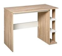 Bureau informatique multimédia dim. 100L x 44l x 74H cm 3 étagères latérales panneaux particules E1 chêne clair blanc Beige G
