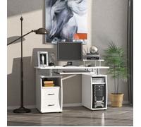 Bureau informatique multimédia multi-rangements 120L x 55l x 85H cm en bois blanc