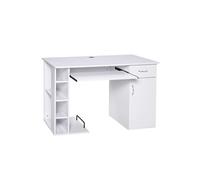 HOMCOM Bureau informatique table d'ordinateur multimédia multi-rangements avec étagère tiroir tablette clavier MDF 120 x 60 x 74 cm blanc