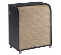 Bureau Informatique Noir à Roulettes - Chêne Naturel - L 79.2 x l 53.2 x H 93.8 cm