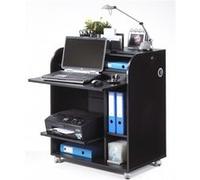 Bureau Informatique Noir à Roulettes - Noir - L 79.2 x l 53.2 x H 93.8 cm Noir G
