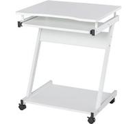 Bureau informatique roulant - bureau mobile - table d'ordinateur - tablette coulissante clavier + étagère - blanc Blanc G