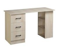Bureau informatique table multi-fonctions 3 tiroirs 2 étagères dim. 120L x 49l x 72H cm MDF aspect bois Orange G