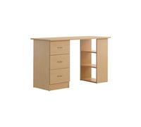 Bureau informatique table multi-fonctions 3 tiroirs 2 étagères dim. 120L x 49l x 72H cm MDF aspect bois clair