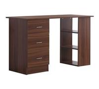 Bureau informatique table multi-fonctions 3 tiroirs 2 étagères dim. 120L x 49l x 72H cm MDF aspect noyer Marron G