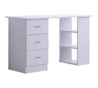 Bureau informatique table multi-fonctions 3 tiroirs 2 étagères dim. 120L x 49l x 72H cm MDF blanc Blanc G