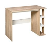 Bureau informatique - table ordinateur - HOMCOM - 3 étagères latérales mobilier étude - bois - 100x44x74cm - chêne blanc