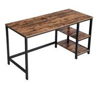 Bureau Informatique VASAGLE avec étagère à 2 Niveaux Marron Rustique et Noir Marron rustique, noir G