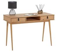 Bureau KIM en pin massif avec 2 tiroirs et 1 niche lasuré brun Brun G