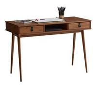 Bureau KIM en pin massif avec 2 tiroirs et 1 niche lasuré brun foncé Brun G