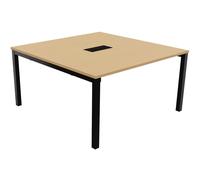 Bureau manager Burocolor avec trappe d'accès - L.140 x P.143 cm - Plateau Hêtre - Pieds Noir