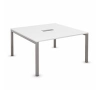 Bureau manager Burocolor avec trappe d'accès - L.160 x P.163 cm - Plateau Blanc - Pieds Aluminium