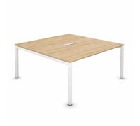 Bureau manager Burocolor avec trappe d'accès - L.160 x P.163 cm - Plateau Chêne Nebraska - Pieds Blanc