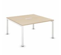 Bureau manager Burocolor avec trappe d'accès - L.160 x P.163 cm - Plateau Chêne - Pieds Blanc