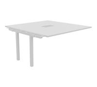 Bureau manager Suivant Burocolor avec trappe d'accès - L.140 x P.143 cm - Plateau Blanc - Pieds Blancs