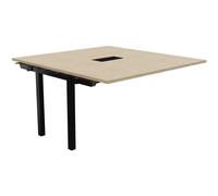 Bureau manager Suivant Burocolor avec trappe d'accès - L.140 x P.143 cm - Plateau Chêne - Pieds Noirs