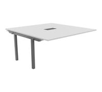 Bureau manager Suivant Burocolor avec trappe d'accès - L.160 x P.163 cm - Plateau Blanc - Pieds Aluminium