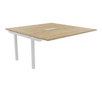 Bureau manager Suivant Burocolor avec trappe d'accès - L.160 x P.163 cm - Plateau Chêne Nebraska - Pieds Blancs