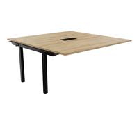 Bureau manager Suivant Burocolor avec trappe d'accès - L.160 x P.163 cm - Plateau Chêne Nebraska - Pieds Noirs