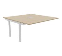 Bureau manager Suivant Burocolor avec trappe d'accès - L.160 x P.163 cm - Plateau Chêne - Pieds Blancs