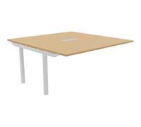 Bureau manager Suivant Burocolor avec trappe d'accès - L.160 x P.163 cm - Plateau Hêtre - Pieds Blancs