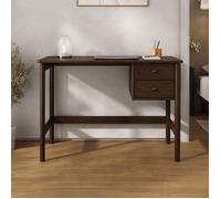 Bureau MARLO H 76 cm avec 2 Tiroirs en Bois Massif Coloris Noyer, Bureau Droit avec Rangement Intégré