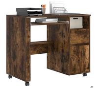 Bureau Marron, CLOUD, Table à écrire, Pour 1 personne, avec roues Chêne fumé 91x50x77 cm ,bois d'ingénierie BBB1062