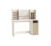 Bureau / meuble bureau coloris chene brosse/blanc mat - 134,8 x 73,7 x 50,1 cm --