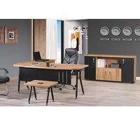 Bureau Meuble informatique Table de travail Meuble de bureau Ensemble de 3 pièces en bois noir