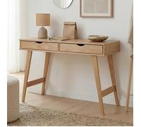 Bureau MILO en pin massif lasuré brun avec 2 tiroirs de rangement