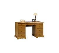 Bureau Ministre Pin Miel Style Anglais Charme 9 Tiroirs L 137.5 H 74.7 P 58.3 cm - L 137.5 x l 58.3 x H 74.7 cm