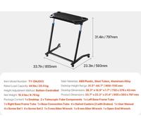 Bureau mobile pliable pour vélo, réglable en hauteur, construction robuste en acier, noir