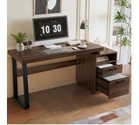 Bureau moderne 135x54 cm, design multifonctionnel avec tiroir silencieux et tiroir à dossiers suspendus, ultra-résistant, marron