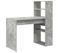 Bureau moderne avec rangement - vidaXL - Gris Béton - 113x54x120 cm - Bois d'ingénierie - Finition mate - 4 étagères