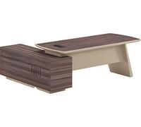 Bureau Moderne Beige Marron Aspect Bois Avec Tablette et Prise électrique