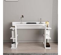 Bureau Moderne d'étude, Blanc, 122,7 x 77 x 45 cm, Panneau en Particules revêtu de mélamine, épaisseur 18 mm, élégant et Fonctionnel pour la Maison, Le Bureau et l'étude