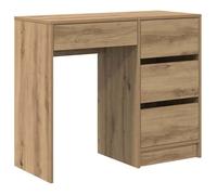 vidaXL Bureau Chêne Artisanal 90 x 37,5 x 75 cm Bois d'ingénierie, Bureau Moderne pour Le télétravail, Bois texturé avec tiroirs, Rangement, Design épuré