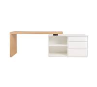 Bureau modulable blanc brillant et bois clair frêne l160-235 cm new max